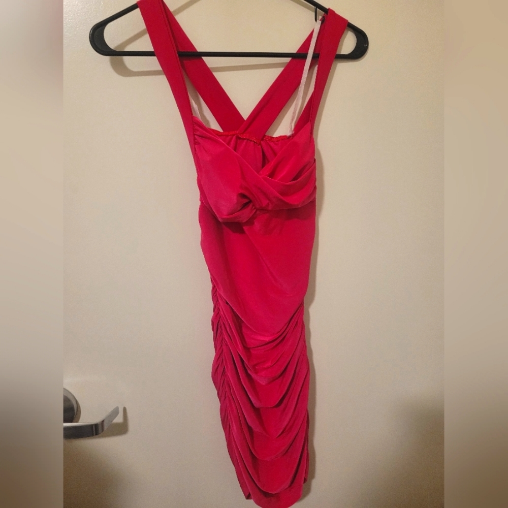 red padded bra cocktail bodycon cross back small